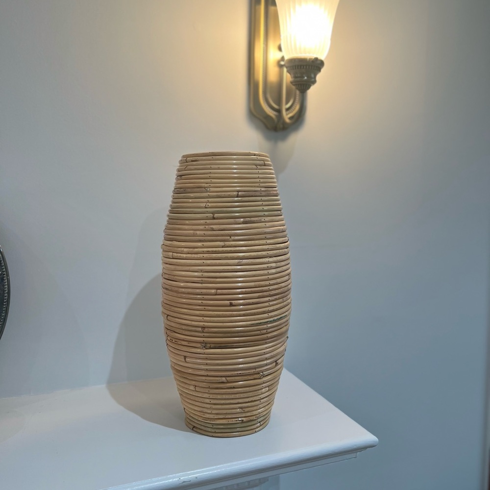 BOGO 50% OFF the second one Natural Indonesian rattan vase 11.8” - Picture 6 of 12